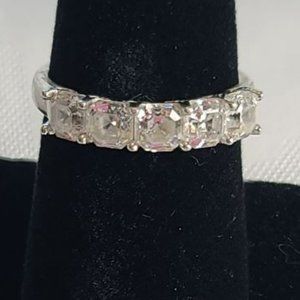 DIAMONIQUE  2 cttw Wedding/Anniversary Band Platinum Clad Sterling ASSCHER CUT